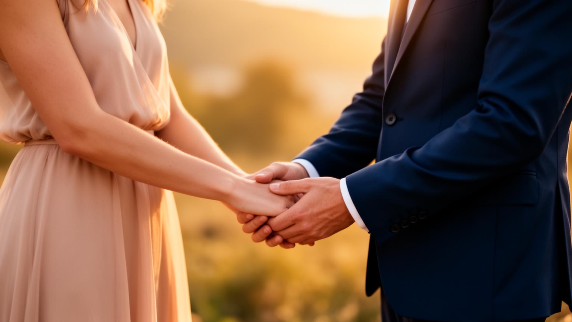 Casal de mãos dadas em momento de reconciliação
